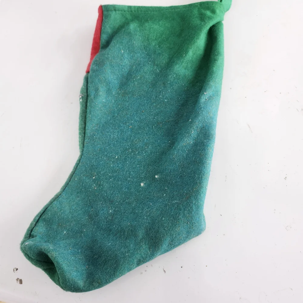 Green and Red Dog Christmas Stocking